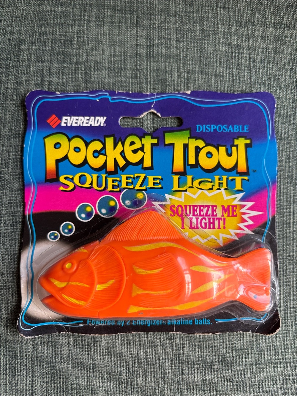 Eveready Vintage Pocket Trout Squeeze Light  Orange Fish Toy 80’s 90’s nostalgia